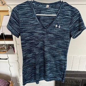 Under Armour Women's Striped Navy V-Neck Tee